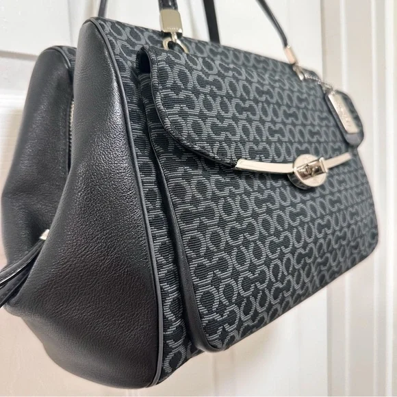 Coach Madison Madeline Satchel East West Mini Op Art Leather Trim - Picture 3 of 13